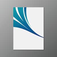 Clean and modern annual report cover design with blue wave elements on a white background and grey backdrop vector