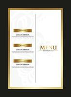 stylish and sophisticated restaurant menu template in a gold and white color scheme vector