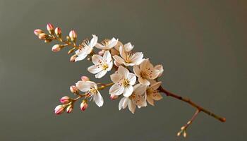 graceful stem of waxflower in a minimalist style, with blush ivory palette, flowing lines photo