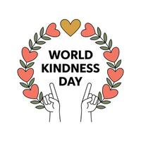 World Kindness Day Illustration A heartwarming graphic centered around the theme of World Kindness Day features a wreath adorned with hearts symbolizing love and compassion vector