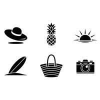 Summer Essentials A collection of iconic summer essentials is presented in a clean graphic style capturing the essence of leisure and vacation vibes vector