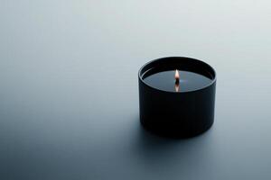 Candle lit on a smooth surface, creating a tranquil atmosphere in a dimly lit space photo