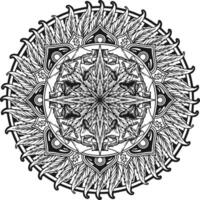 Mandala with Weed Leaves and Geometric Patterns Silhouette vector