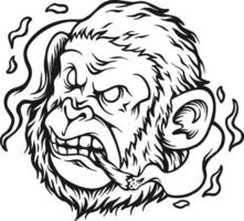 Monkey Head with Joint Silhouette Illustration vector