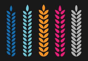 Five color leaf set design vector