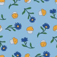 Seamless Pattern of Aster Flower Muffin Background for Fashion Wrapping Print Fabric Surface vector