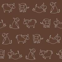 Outline Buffalo Seamless Pattern Background for Print Fabric Surface Fashion Wrapping vector