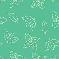 Outline Peppermint Leaf Seamless Pattern Background for Surface Print Fabric Fashion vector