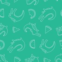 Outline Seamless Pattern of Crocodile Animal Watermelon Background for Fashion Wrapping Print Fabric vector