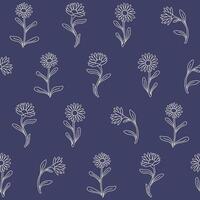Outline Aster Flower Seamless Pattern Background for Print Fabric Surface Fashion Wrapping vector