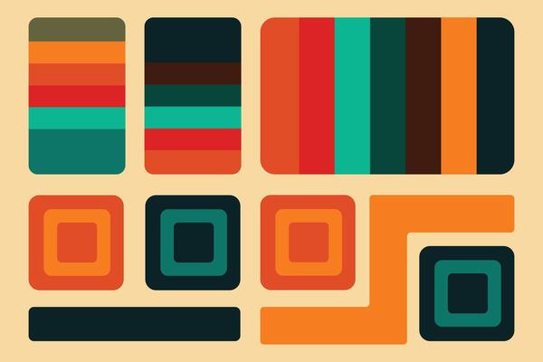 A colorful set of squares and rectangles