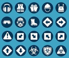 A set of safety icons on a blue background vector