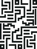 Bold black and white geometric maze pattern with a modern, abstract design. vector