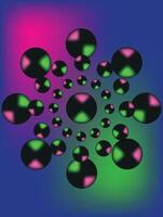 Futuristic abstract pattern with glowing circles on a vibrant gradient background. vector