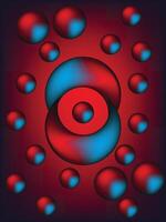 Futuristic red and blue gradient spheres forming a hypnotic, abstract 3D pattern. vector