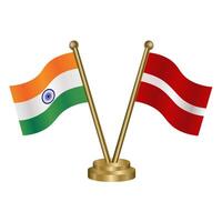 India and Latvia table flag relation. vector