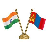 India and Mongolia table flag relation. vector