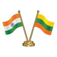 India and Lithuanian table flag relation. vector