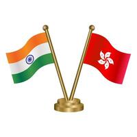 India and Hong Kong table flag relation. vector