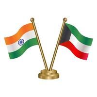 India and Kuwait table flag relation. vector