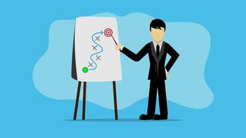 Smart businessman presenting business strategy on whiteboard, Business strategy planning vector
