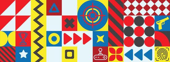 Abstract Games pattern with flat desing style, bright color tones vector