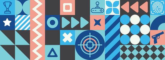 Abstract Games pattern with flat desing style, blue color tones vector