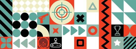 Abstract Games pattern with flat desing style, soft green color tones vector
