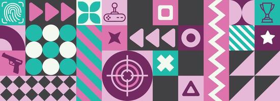 Abstract Games pattern with flat desing style, pink color tones vector