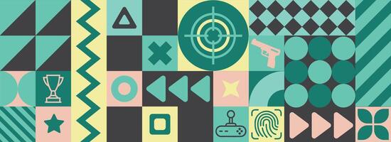 Abstract Games pattern with flat desing style, pastel green color tones vector