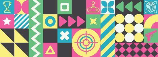 Abstract Games pattern with flat desing style, primary color tones vector