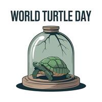Illustrated Tortoise in Glass Jar for World Turtle Day Message vector
