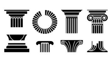 a set of different types of columns and pillars illustration vector