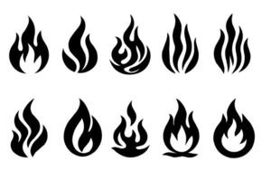 a set of different types of fire flames vector