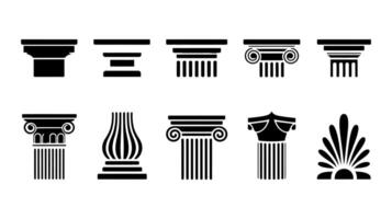a set of different types of columns and pillars vector