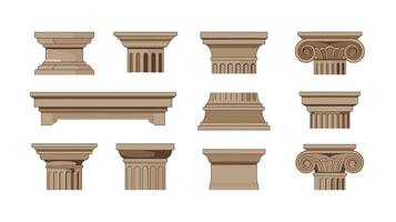 ancient greek columns and columns set vector