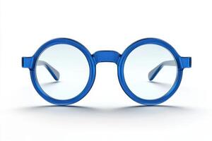 Blue eyeglasses 3D render icon isolated on white background in clean, minimal, and modern style photo