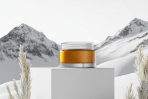 Cosmetic cream jar isolated on white background with clean, sharp detail and minimalistic aesthetic photo