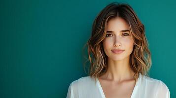 Nice Close-Up Portrait of a Woman with a Serene Expression photo