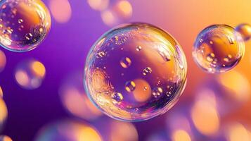 A Close-Up View of Bubbles Suspended in a Colorful Liquid photo
