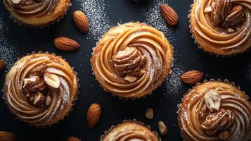 A collection of beautifully crafted pastries displayed elegantly photo