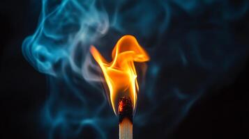 Nice Closeup view of a matchstick in the process of lighting photo