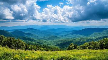 A Breathtaking Description of a Vast Landscape Under Cloudy Skies photo