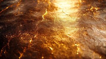 Intricate golden texture glistens and shimmers, creating an enchanting and abstract aesthetic. photo