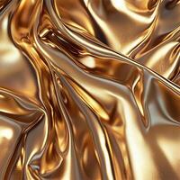 Elegant golden fabric with dynamic waves and textures, creating a luxurious visual experience. photo
