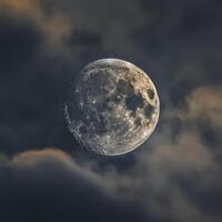 The moon is seen in the sky with clouds photo