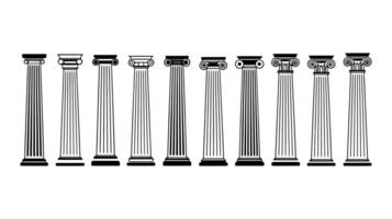 a set of long columns with different designs vector