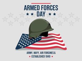 army helmet on american flag background for armed forces day poster vector