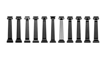 a set of black and white columns with different designs vector