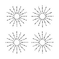 Set of sunburst element isolated flat style. vector